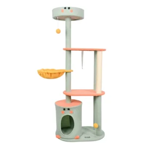 GOOPAWS Multi-Level 63-in Faux Fur Cat Tree & Condo with Hammock